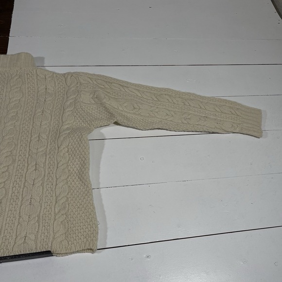 Inis Crafts Full Zip Cable Knit Sweater Sz M Ivory Merino Wool Ireland - Picture 5 of 7